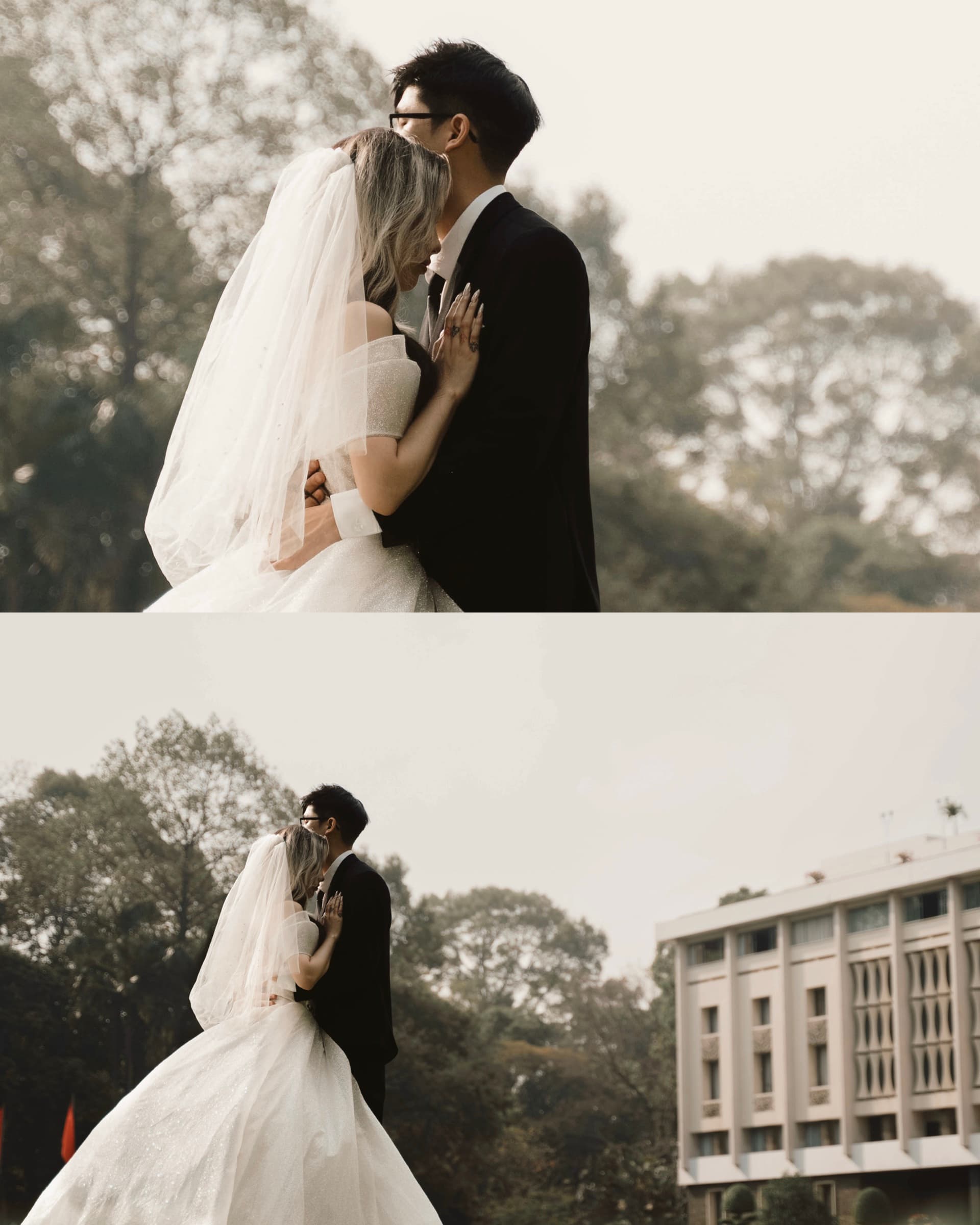 Wedding portraits at Independence Palace in Ho Chi Minh City